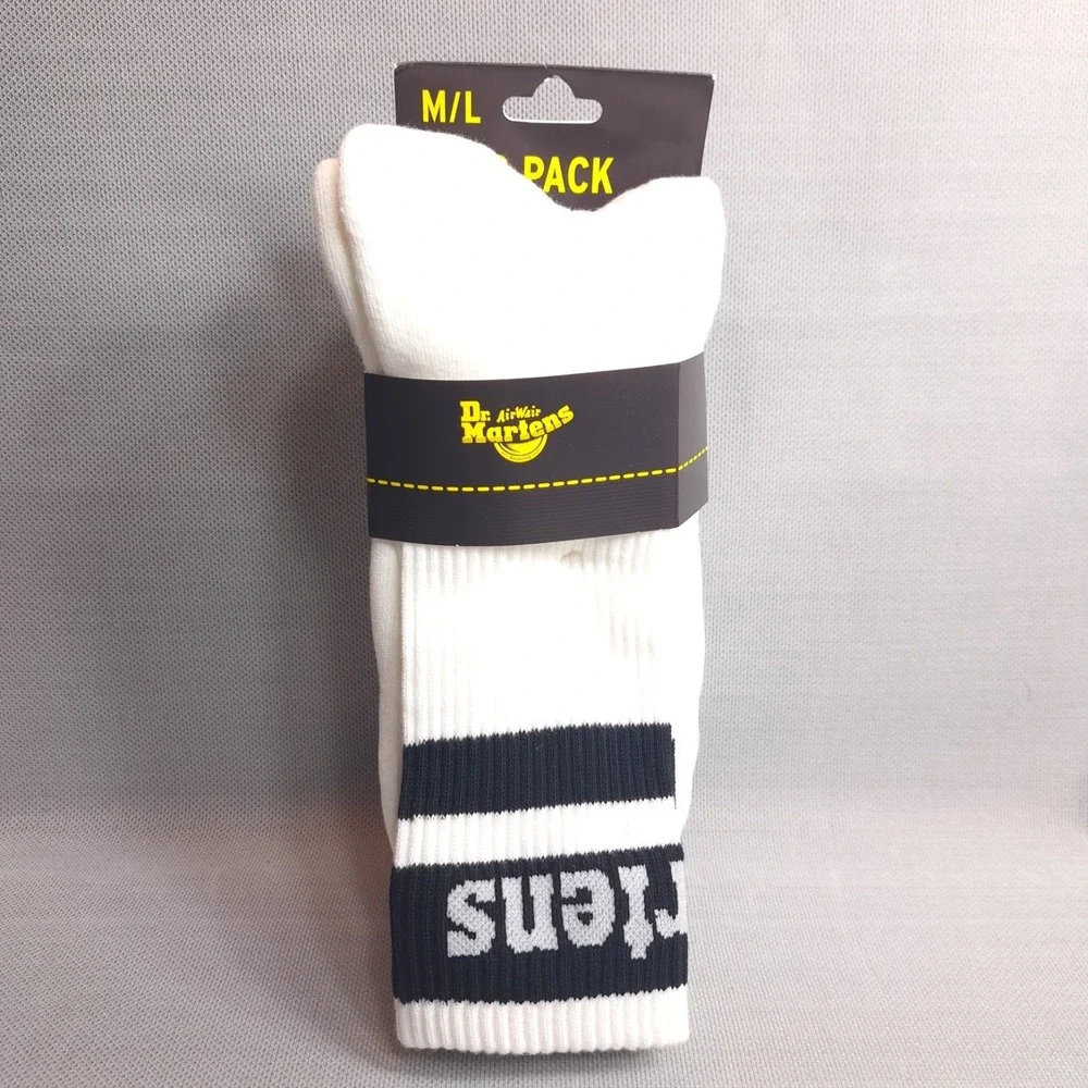 3-Pack Dr. Martens Athletic‎ Logo Socks Size M/L (9-14) White & Black